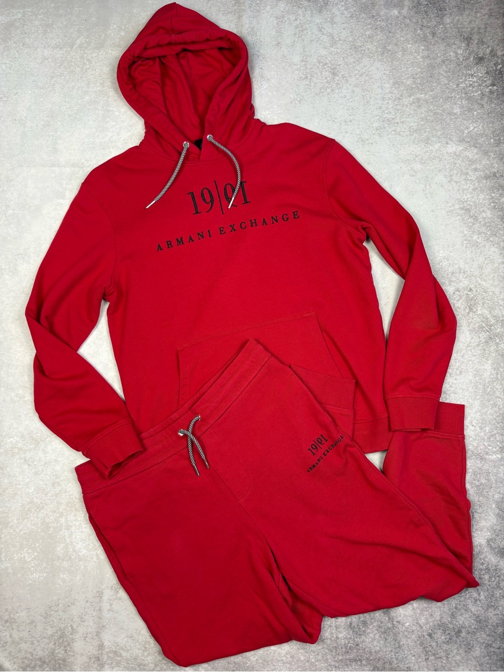 Armani Exchange Authentic Logo 1991 Embroidered Red Track Suit Set